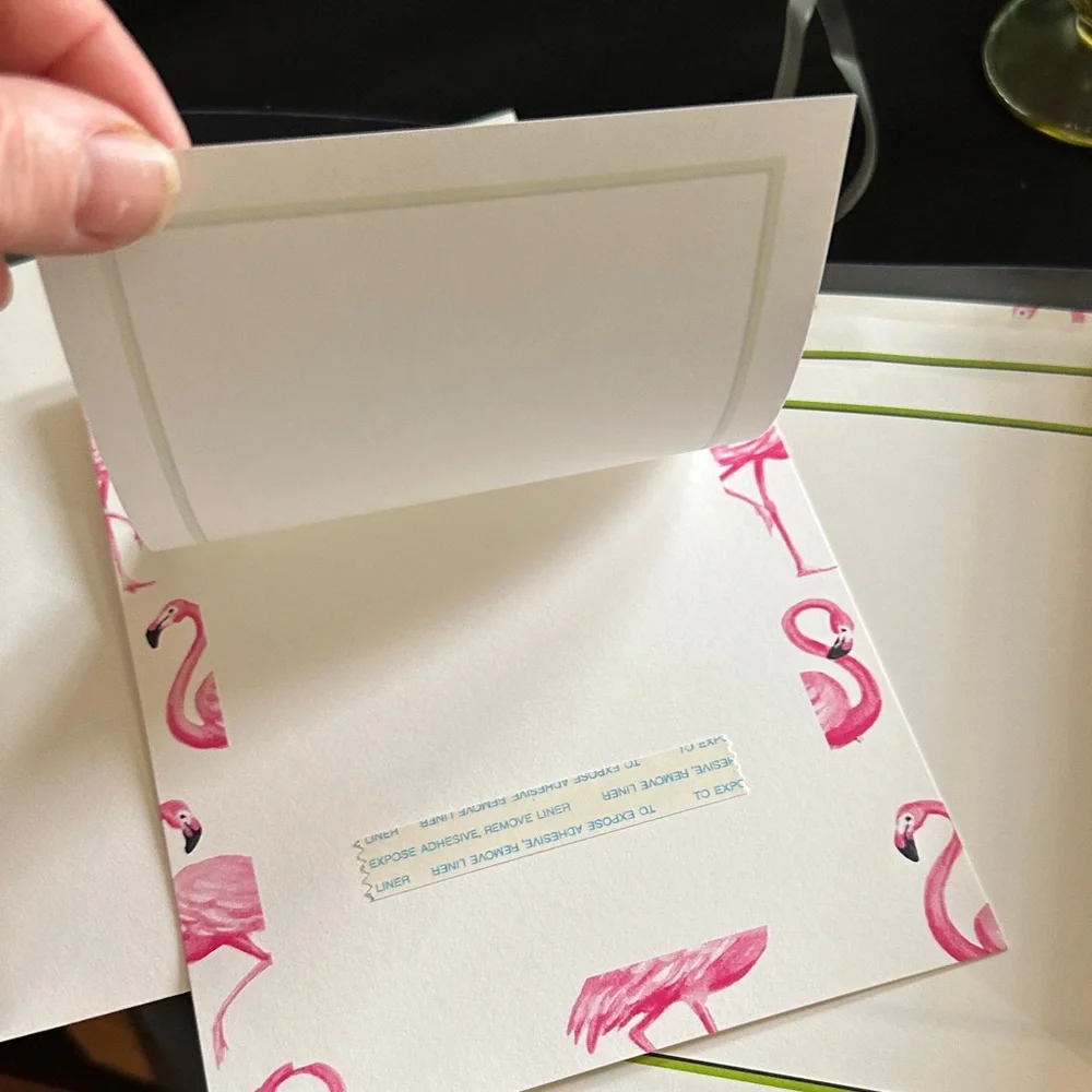 Flamingo Border Layered Customizable Stationery Set by William Arthur